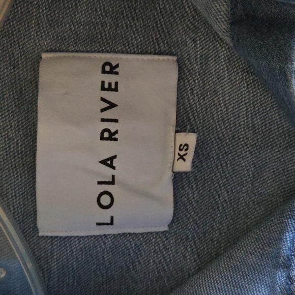 Lola River Blue Denim Button-Up Shirt With Drawstring NWT - Picture 7 of 7